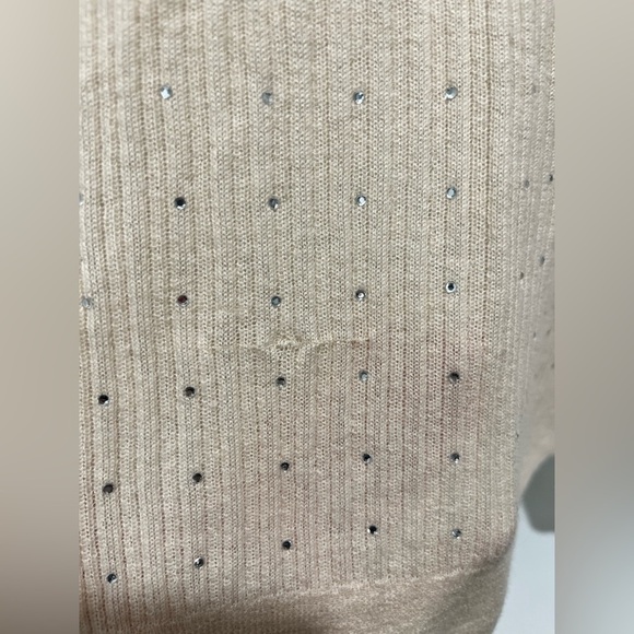 J crew Featherweight cashmere turtleneck sweater rhinestones buttercream XL - Picture 9 of 11